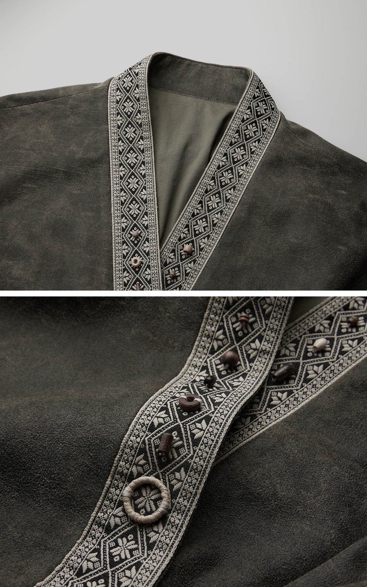 DOINDULGE Jacquard Trim Wrap Jacket