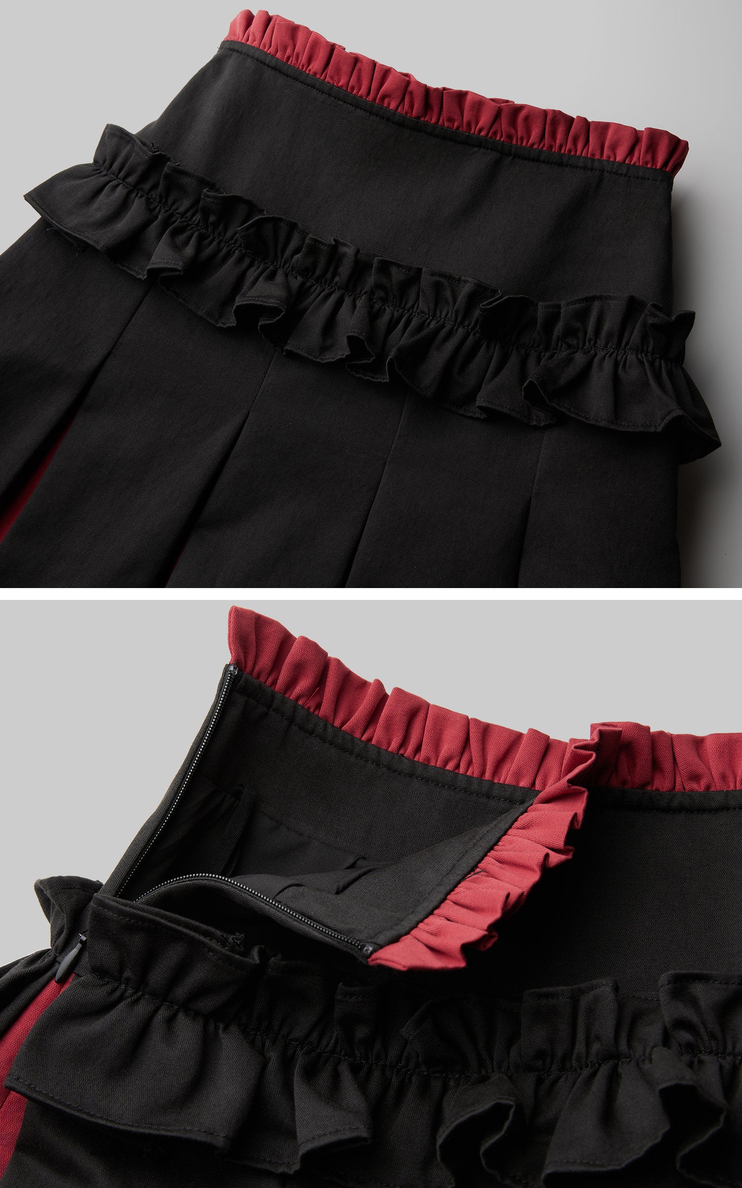 DOINDULGE Ruffle Waist Pleated Midi Skirt