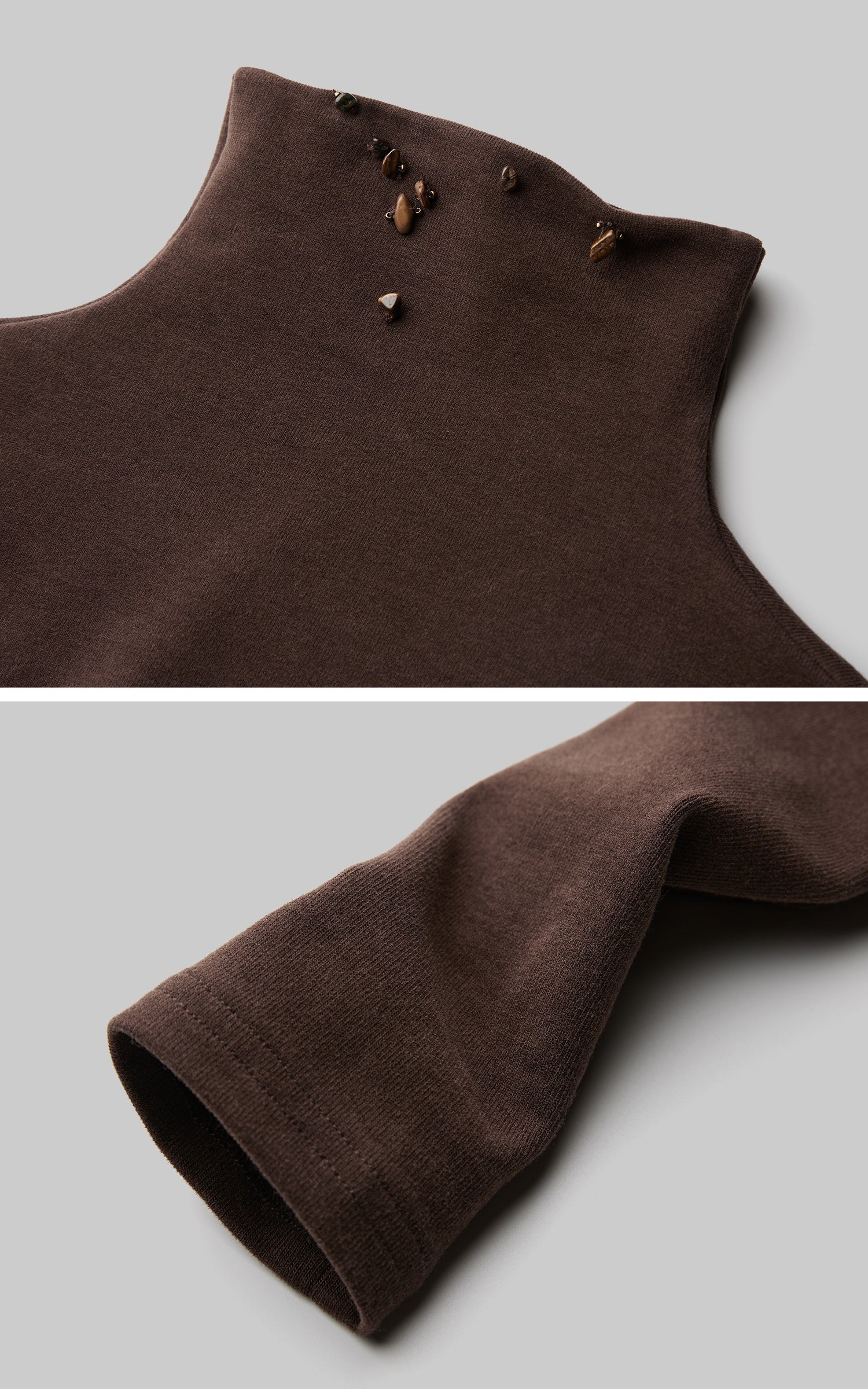 INDULGE Beaded Contour High-Neck Top