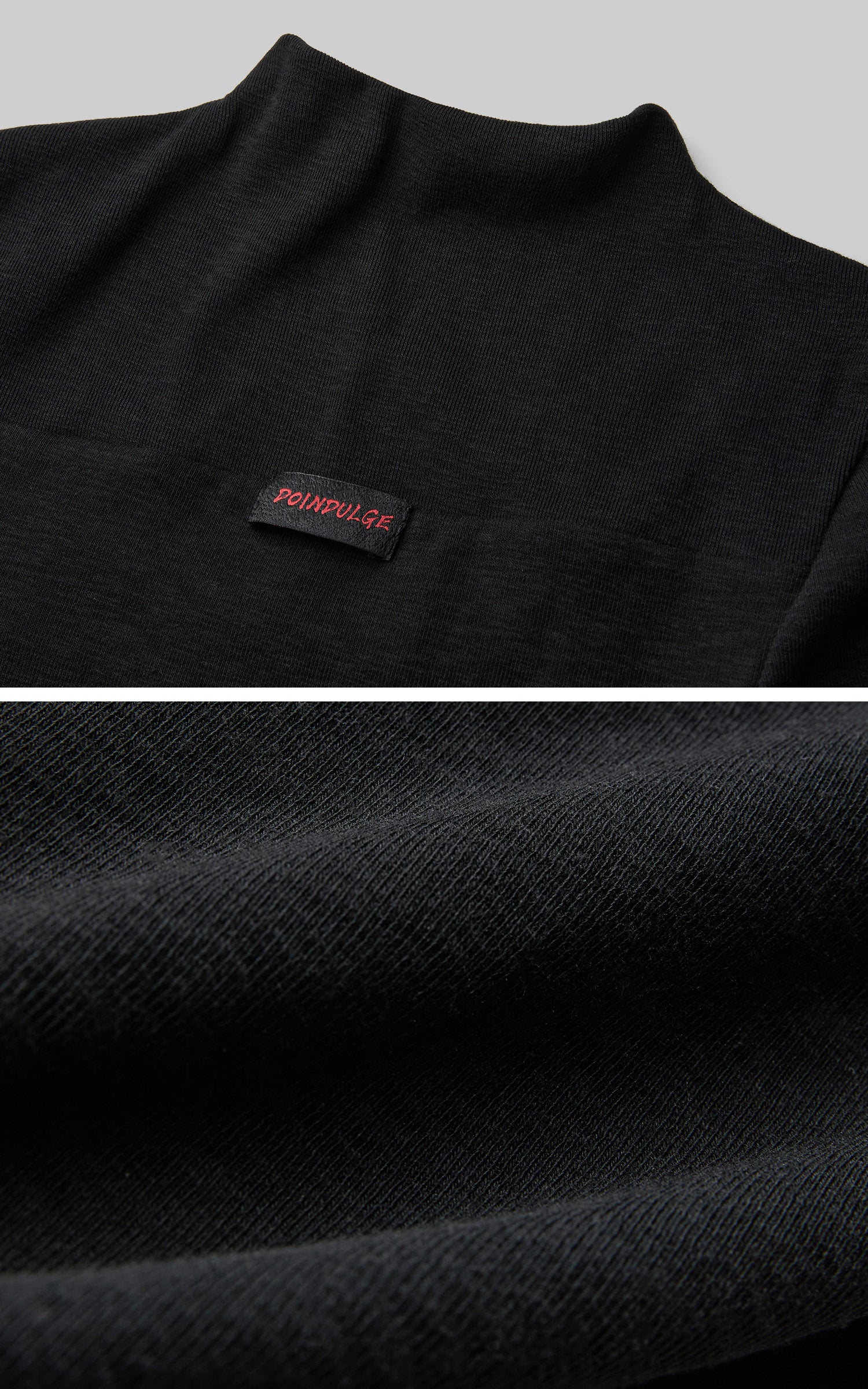 DOINDULGE Mock Neck Ruched Knit T-Shirt