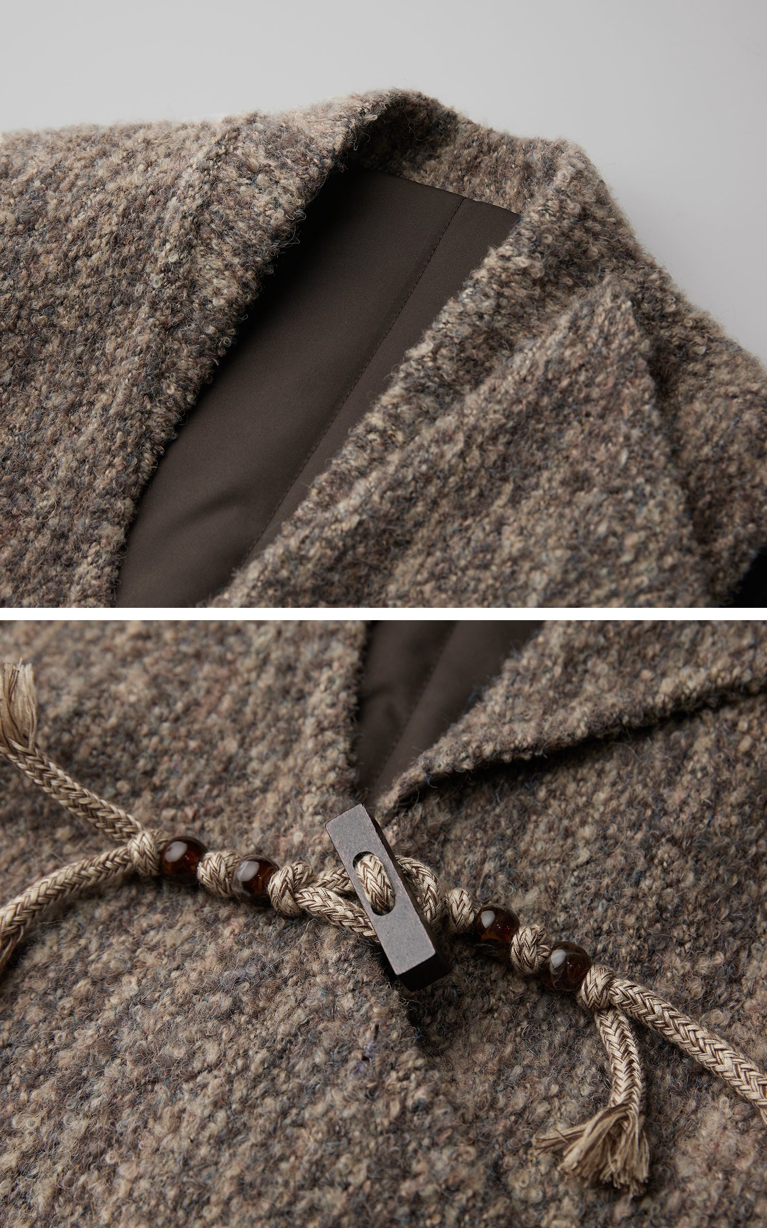 <tc>INDULGE</tc> アシンメトリックパネルと手作りのトグルディテール付きテクスチャードウールベスト