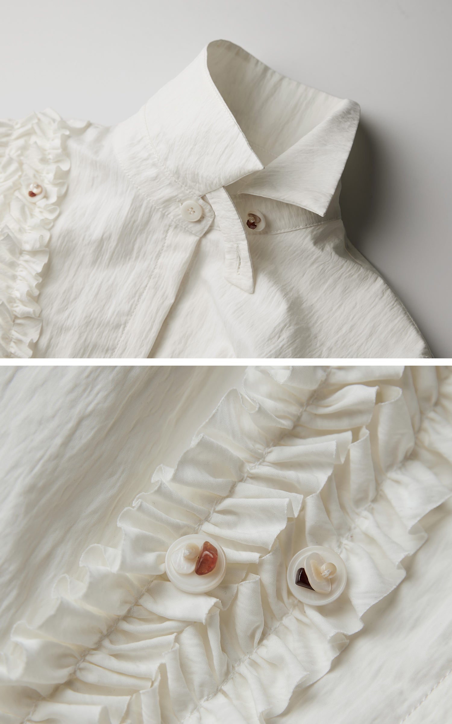 <tc>INDULGE</tc> アシンメトリックなルーシュ高ネックシャツ、彫刻的なドレープパネル付き