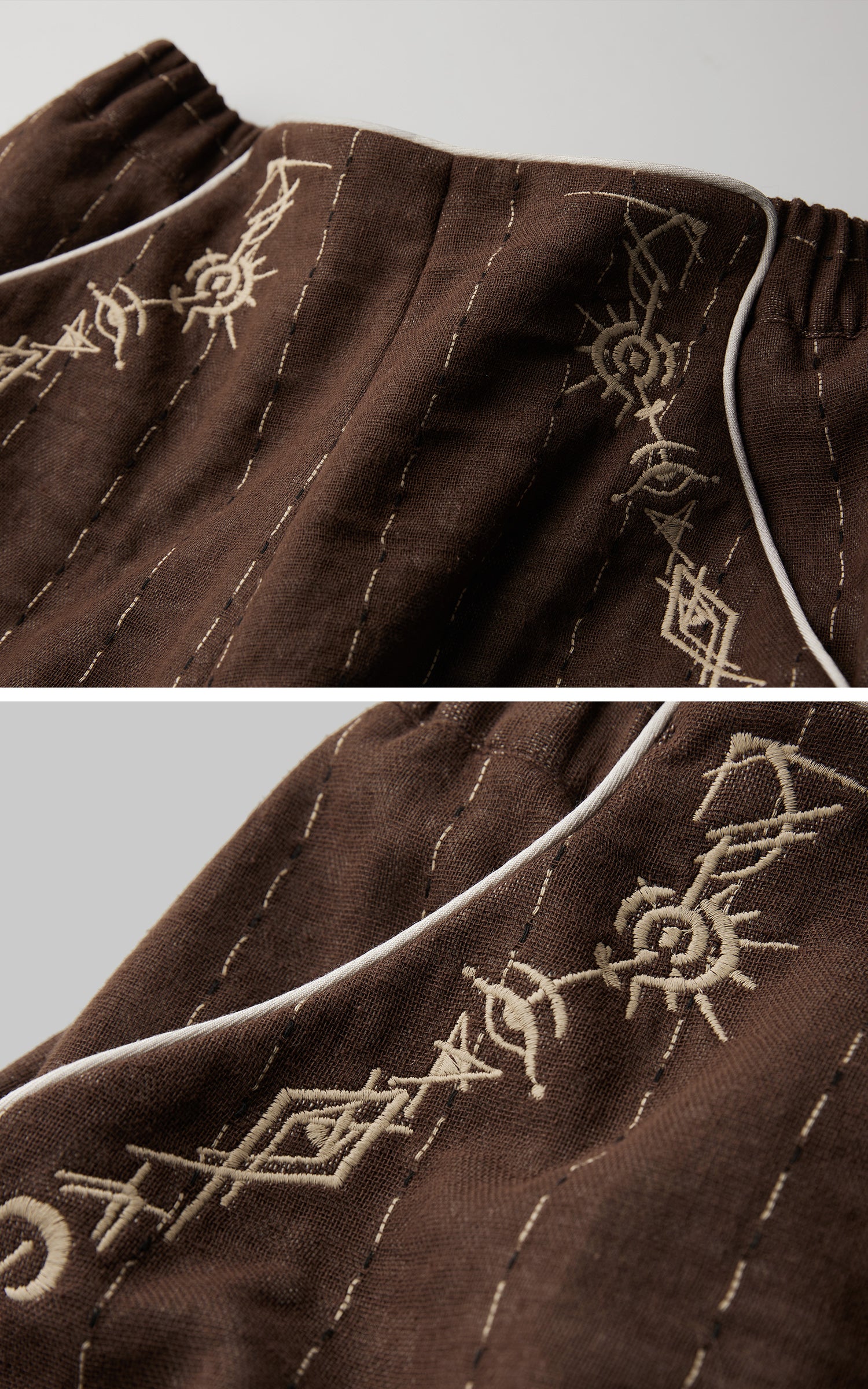 INDULGE Structured Embroidered Wide-Leg Trousers