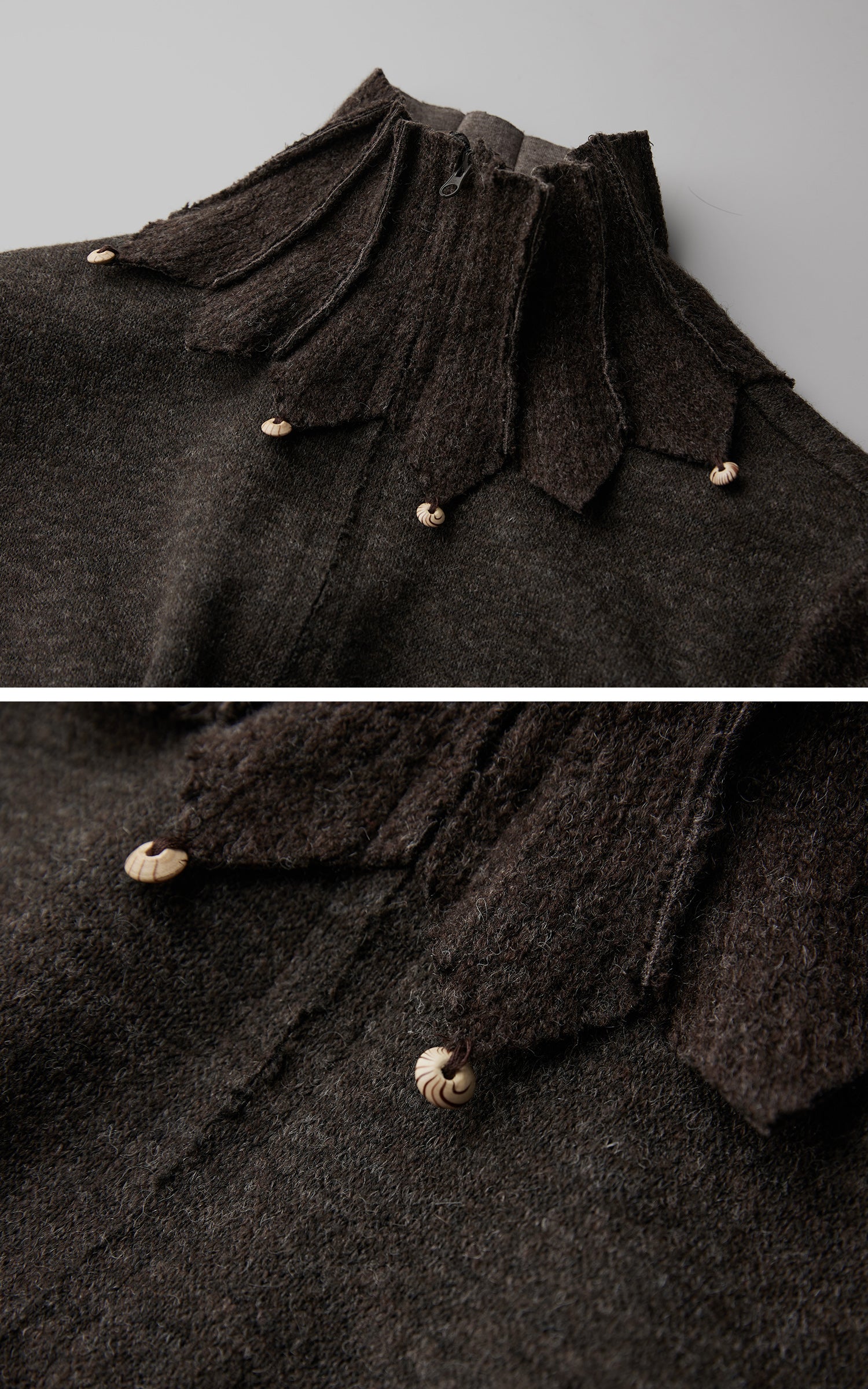 INDULGE Structured Wool Jacket with Raw-Edge Collar Detail