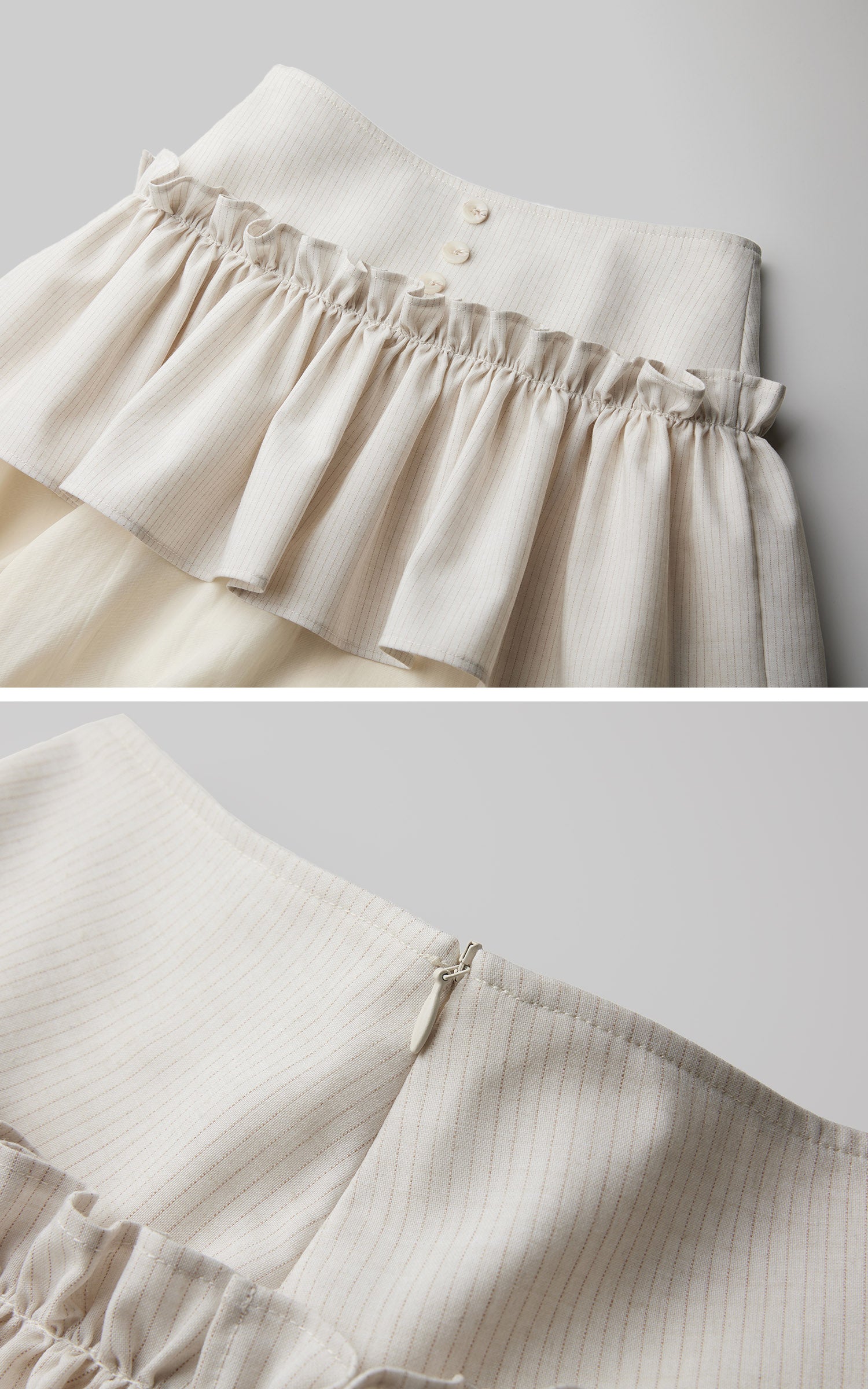 DOINDULGE Layered Ruffle Asymmetric Hem Striped Maxi Skirt