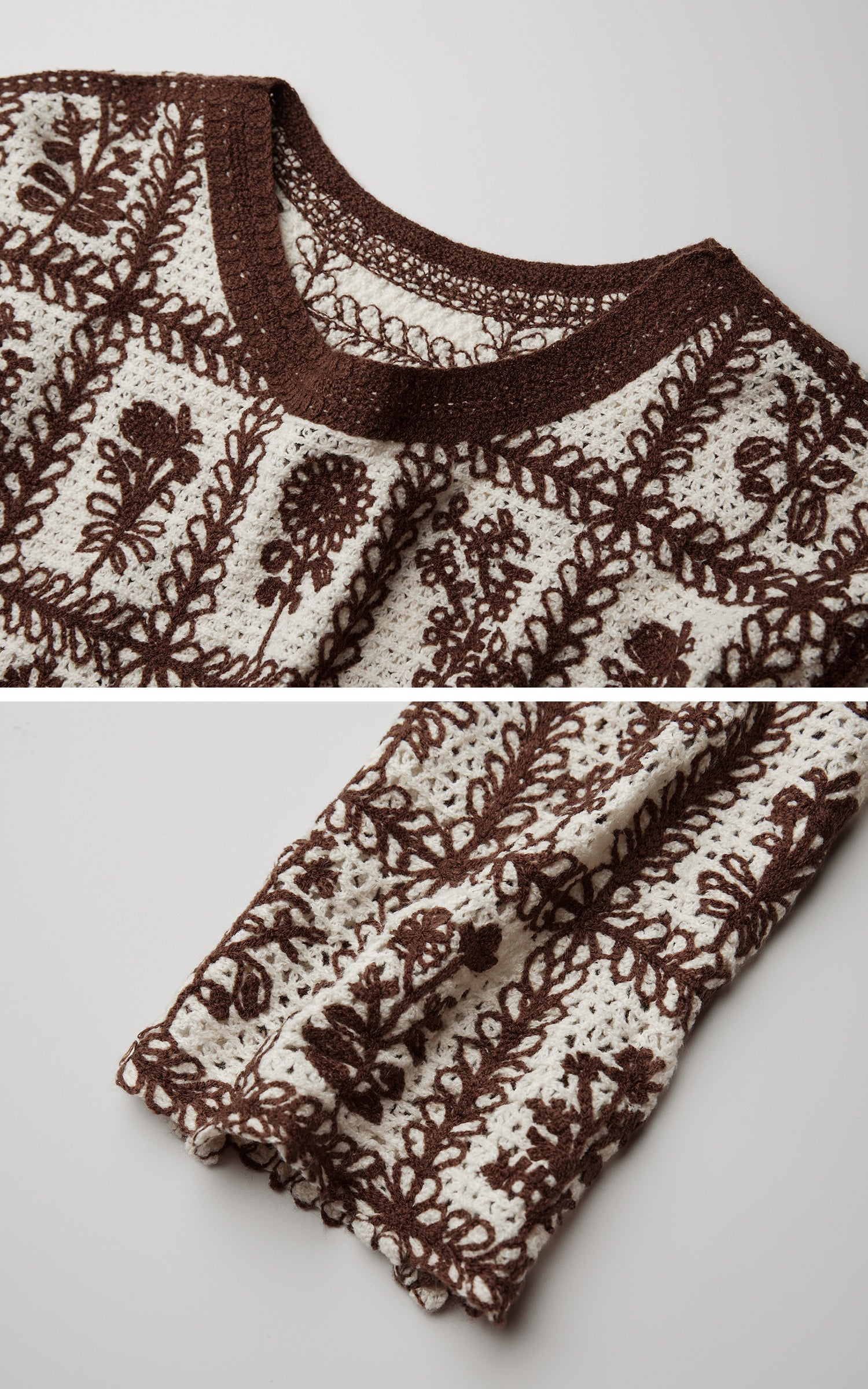 INDULGE Floral Grid Knit Sweater