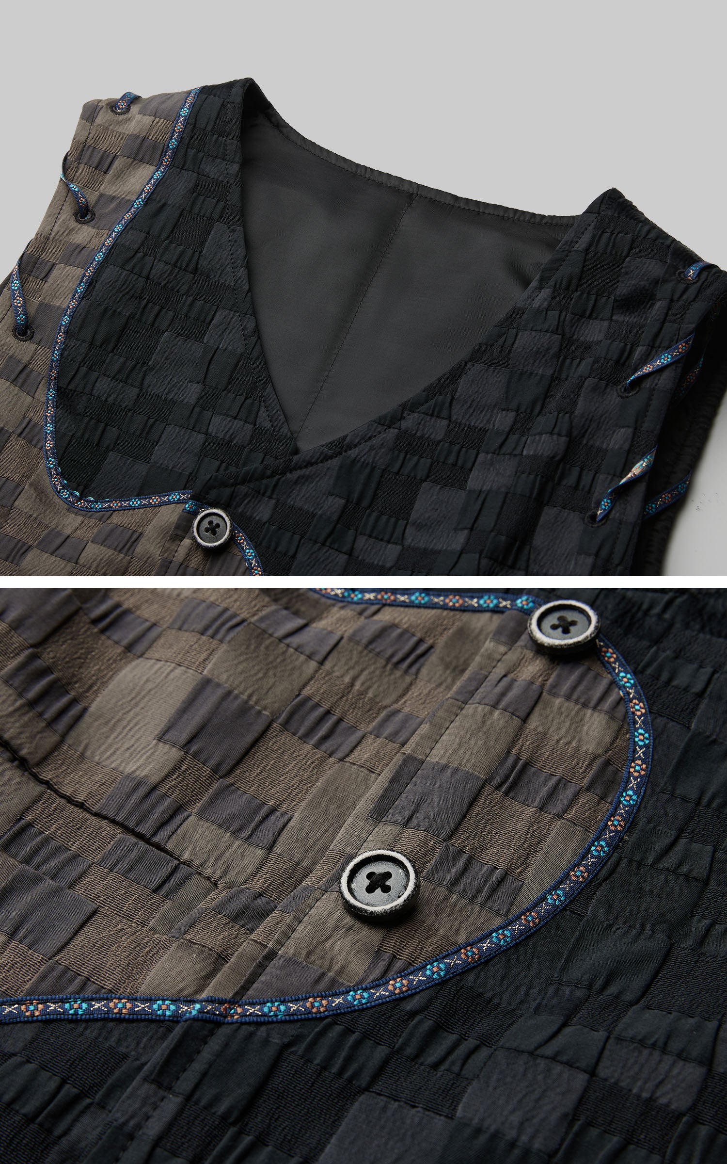 <tc>DOINDULGE</tc> Asymmetrische Patchwork-Strukturweste