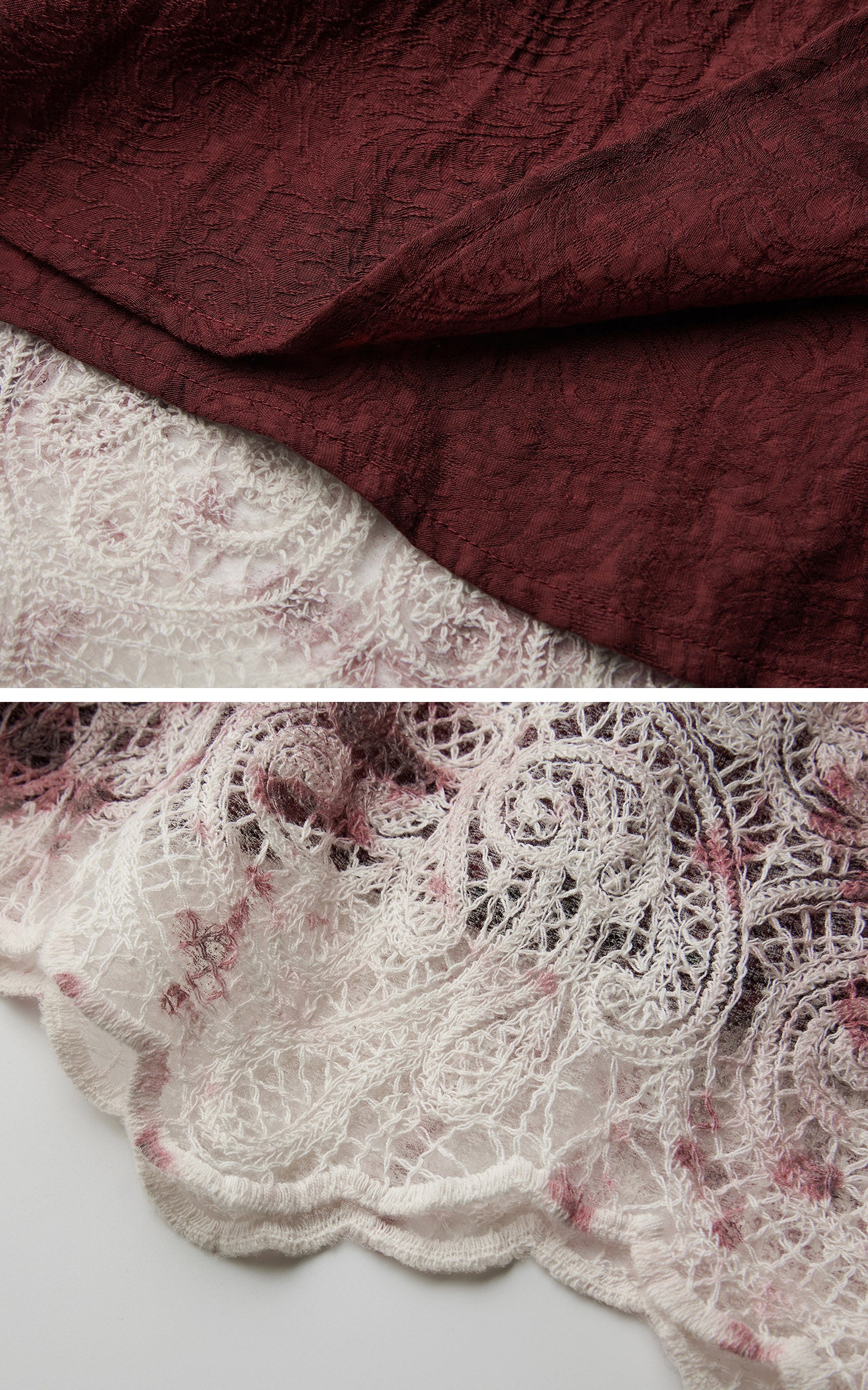 DOINDULGE Deconstructed Lace Panel Maxi Skirt