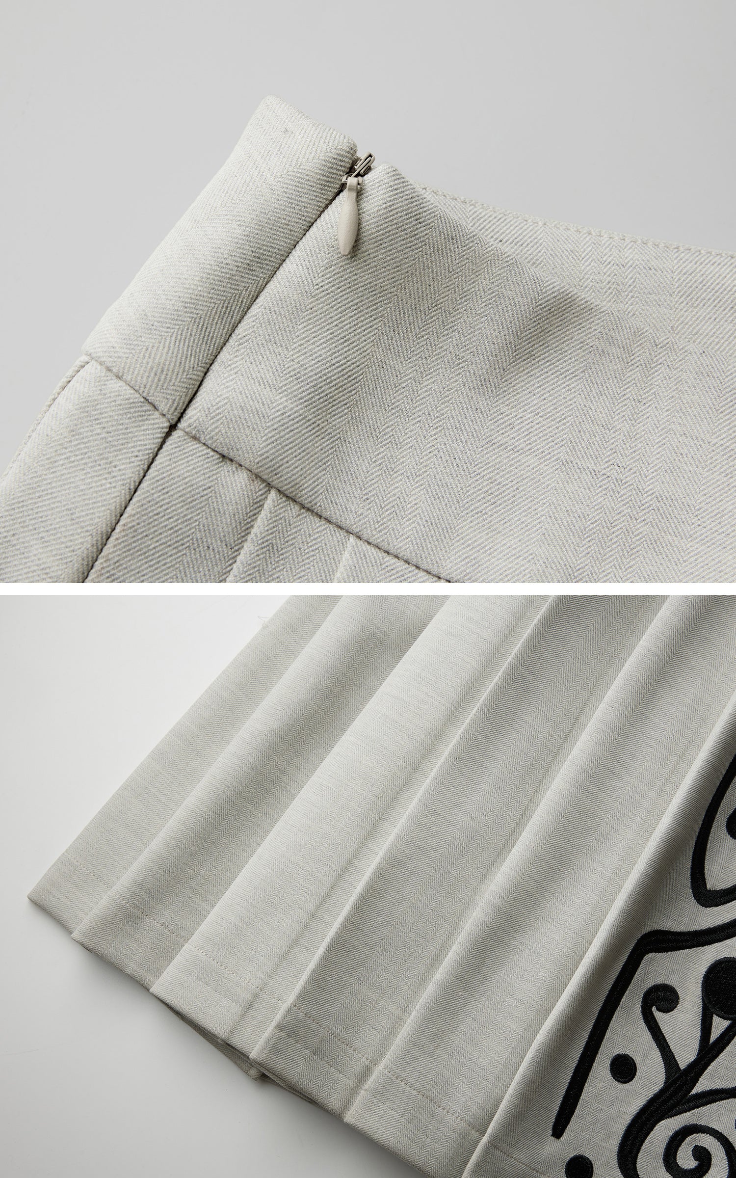 INDULGE Embroidered Panel Pleated Maxi Skirt