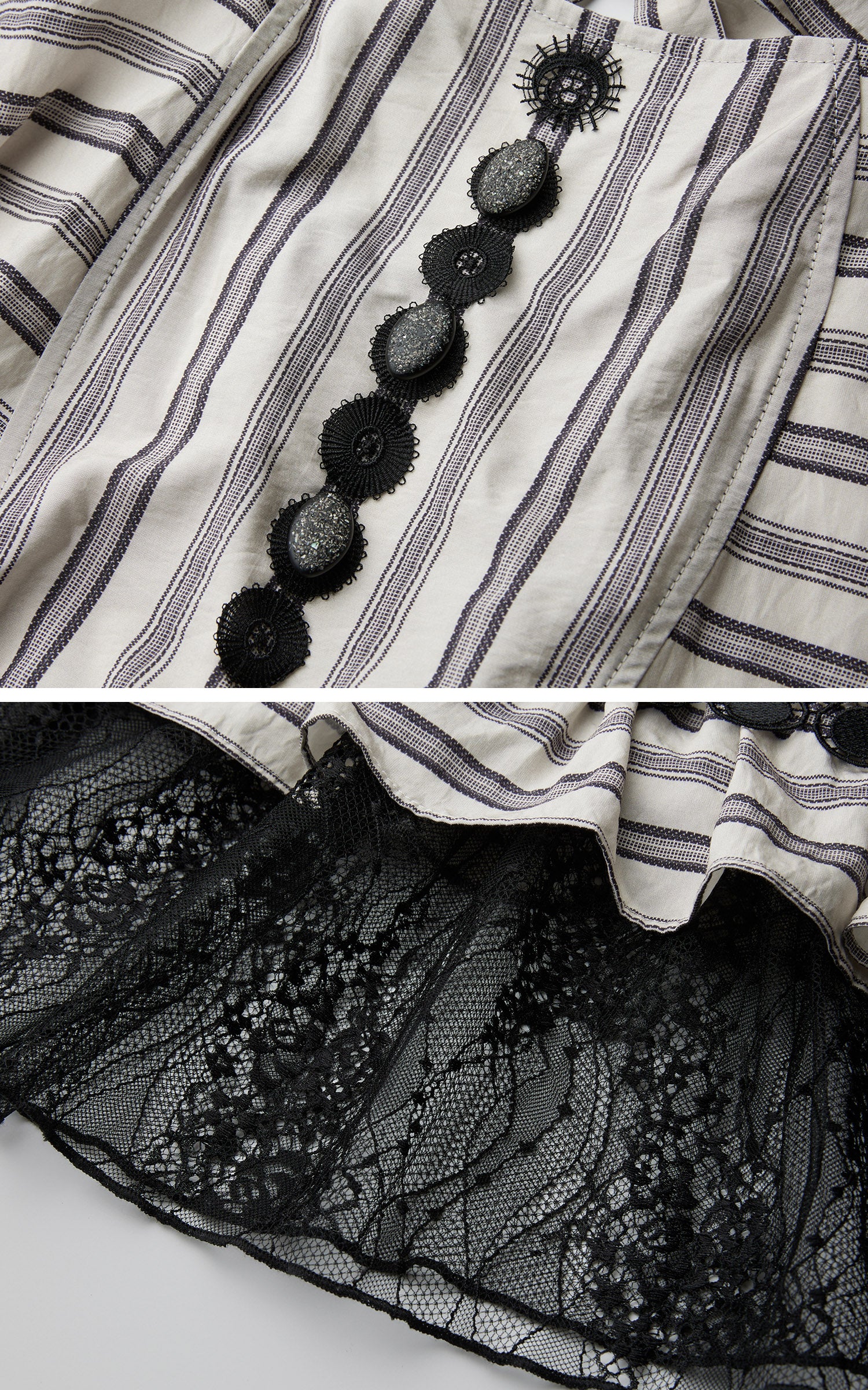 <tc>DOINDULGE</tc> Robe à rayures à encolure carrée, taille cintrée et garniture en dentelle