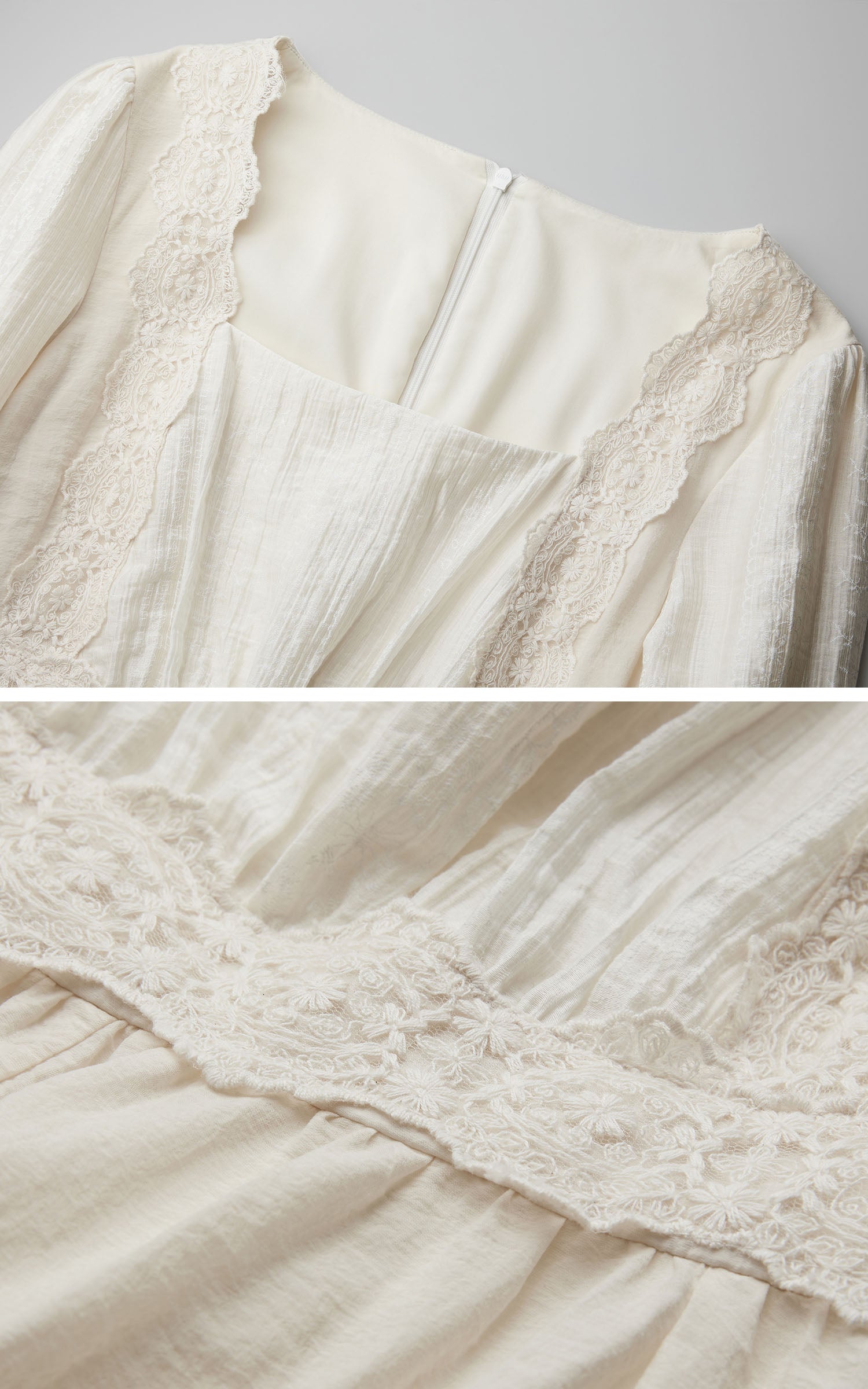 <tc><tc>DOINDULGE</tc></tc> Robe longue en dentelle à encolure carrée structurée
