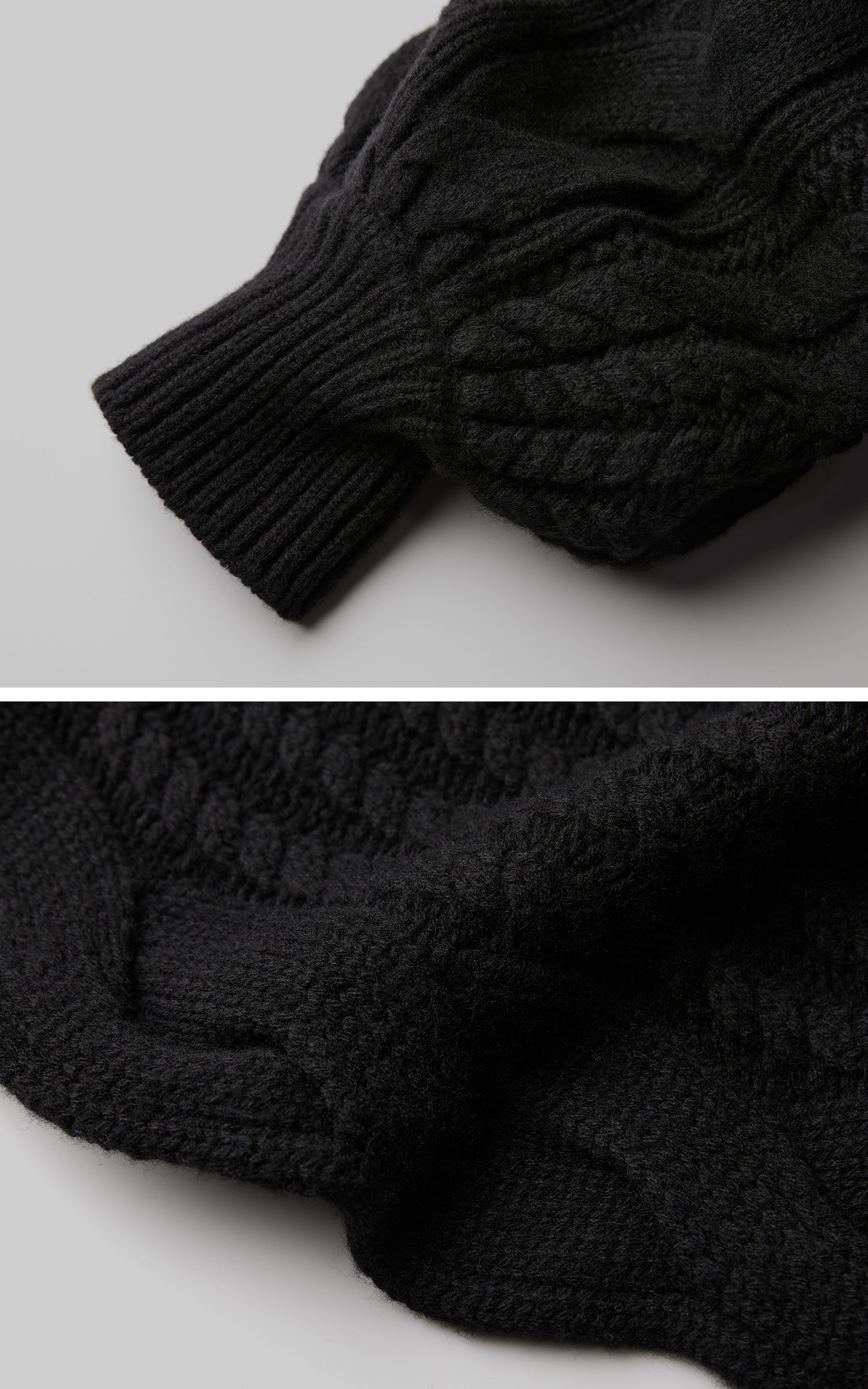 INDULGE Sculptural Cable-Knit Cardigan with Oversized Sleeves