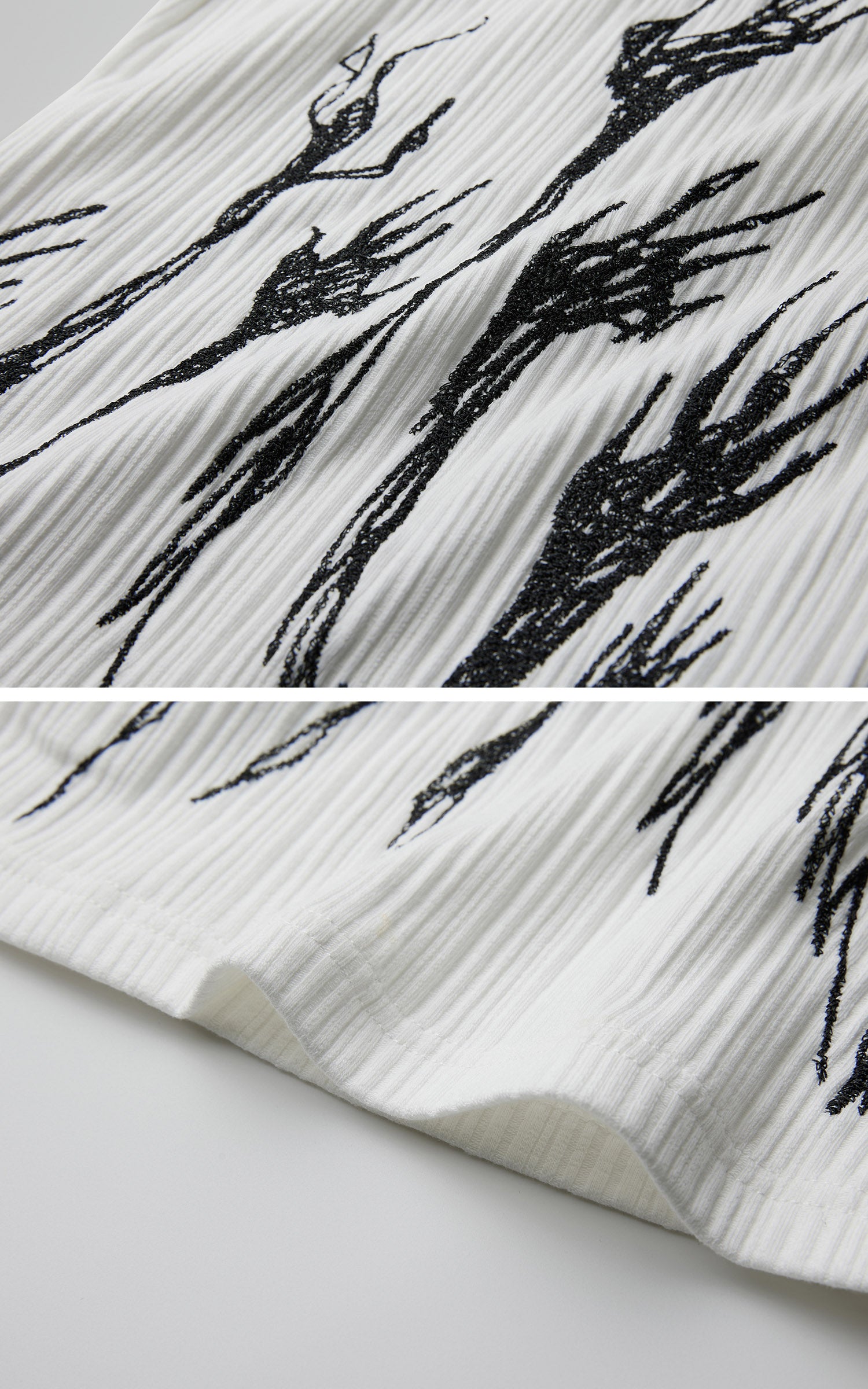 DOINDULGE Half Mock Neck Embroidered Ribbed Knit Top