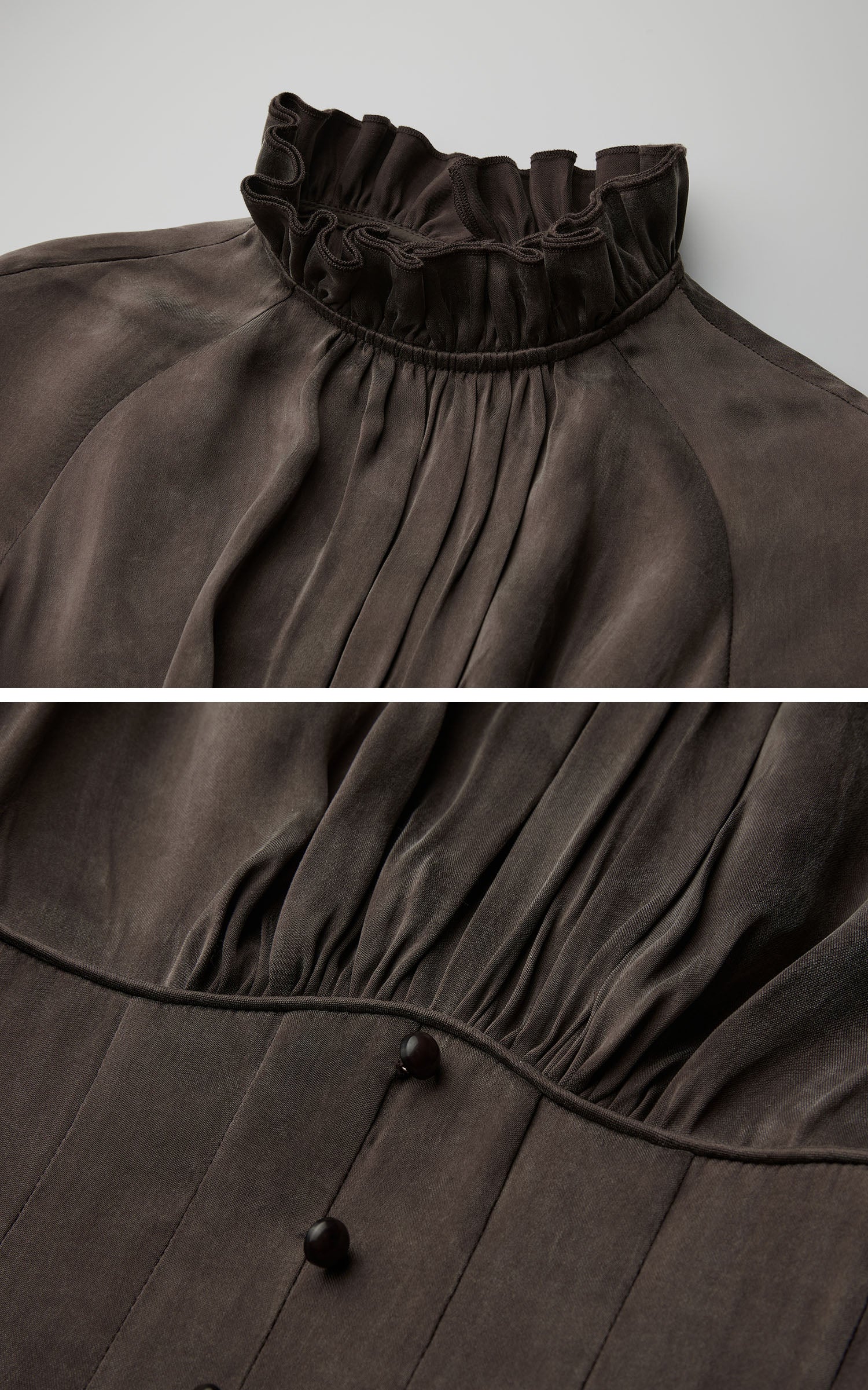 <tc><tc>DOINDULGE</tc></tc> Robe longue gothique à manches évasées et col montant froncé
