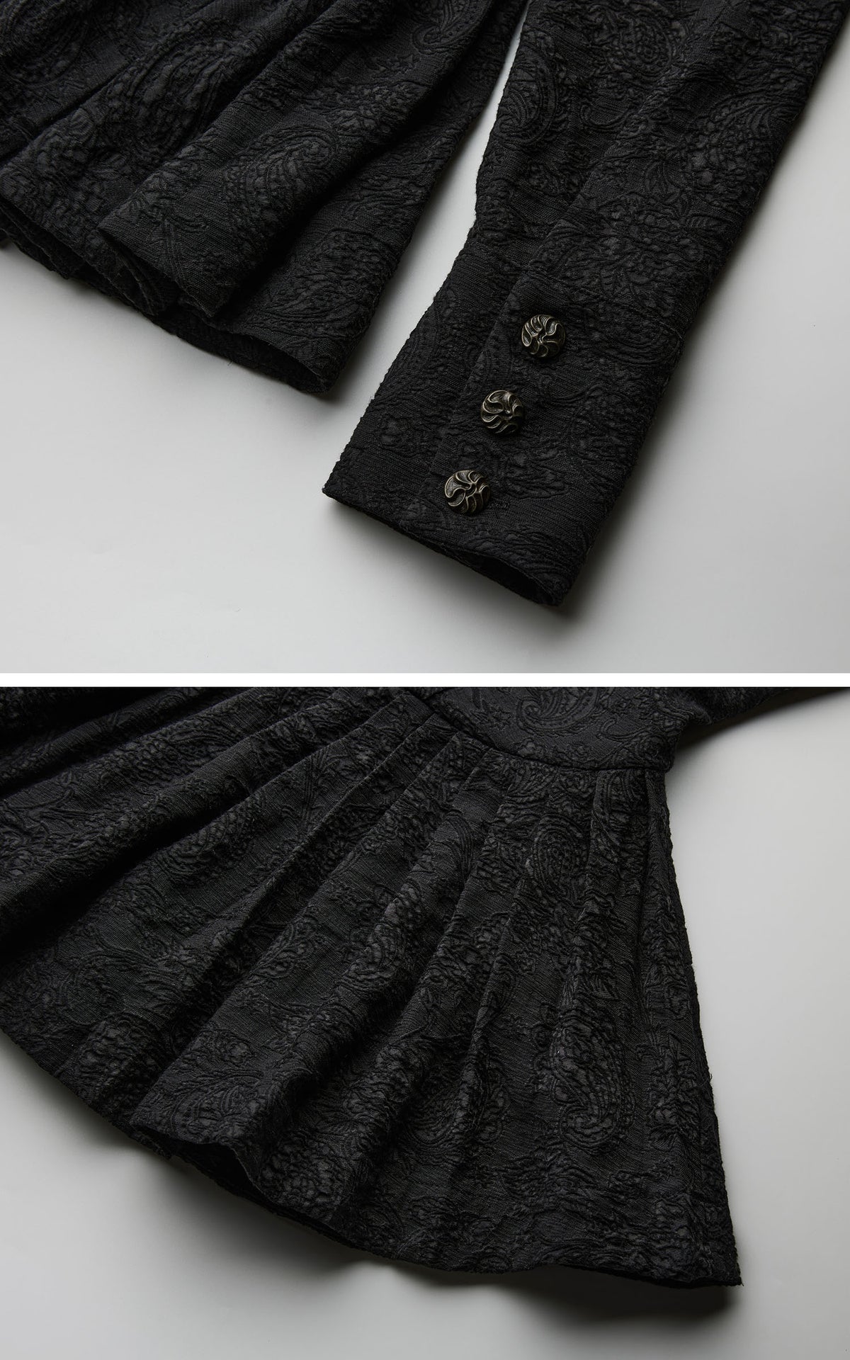 <tc>DOINDULGE</tc> Jacquard-Langarmshirt mit hohem Kragen und Schößchen