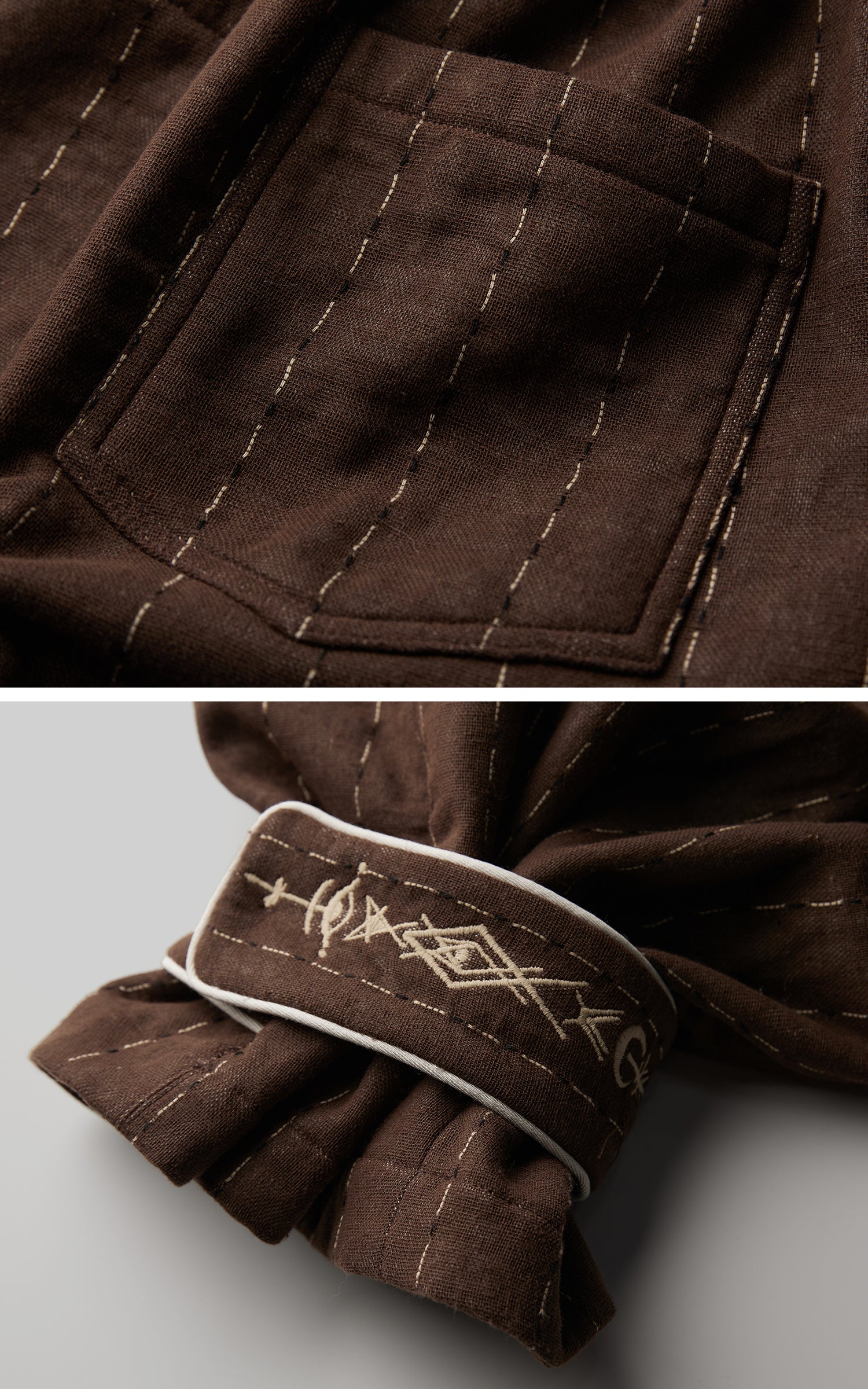 INDULGE Structured Embroidered Wide-Leg Trousers