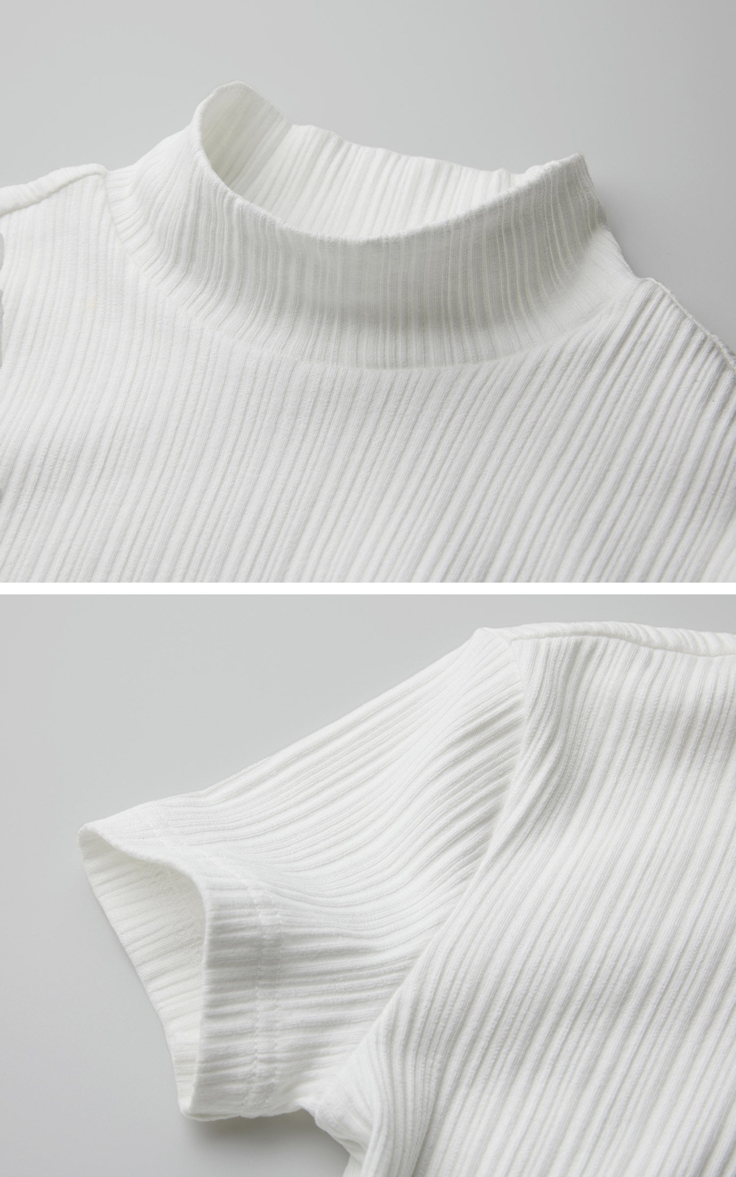 DOINDULGE Half Mock Neck Embroidered Ribbed Knit Top
