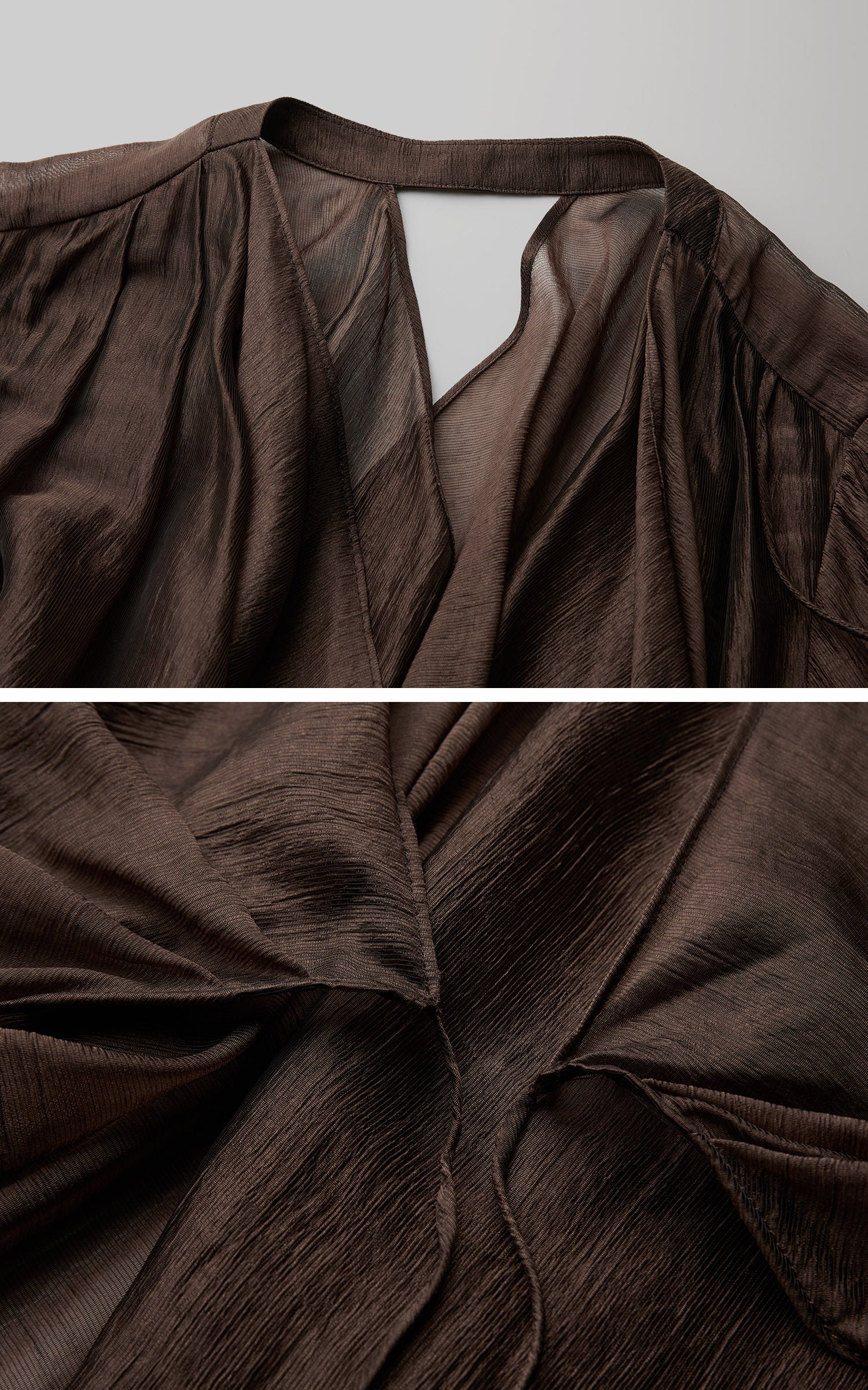 DOINDULGE Cowl Neck Sheer Two-Piece Blouse