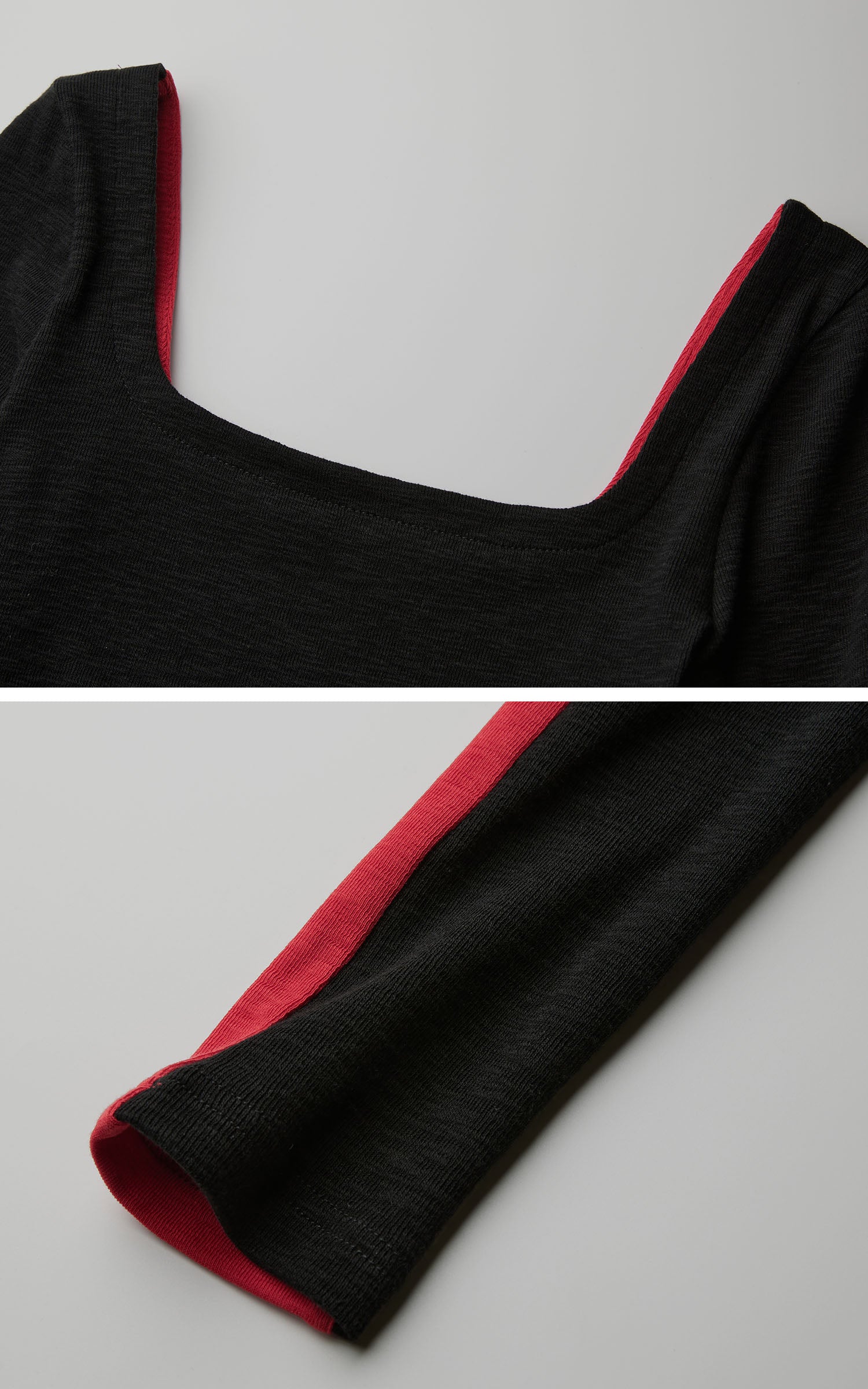 <tc>DOINDULGE</tc> 彫刻的コントラストパネルロングスリーブTシャツ