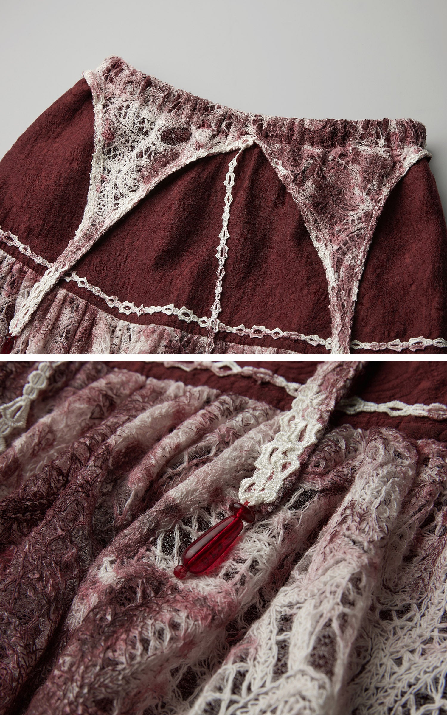 DOINDULGE Deconstructed Lace Panel Maxi Skirt