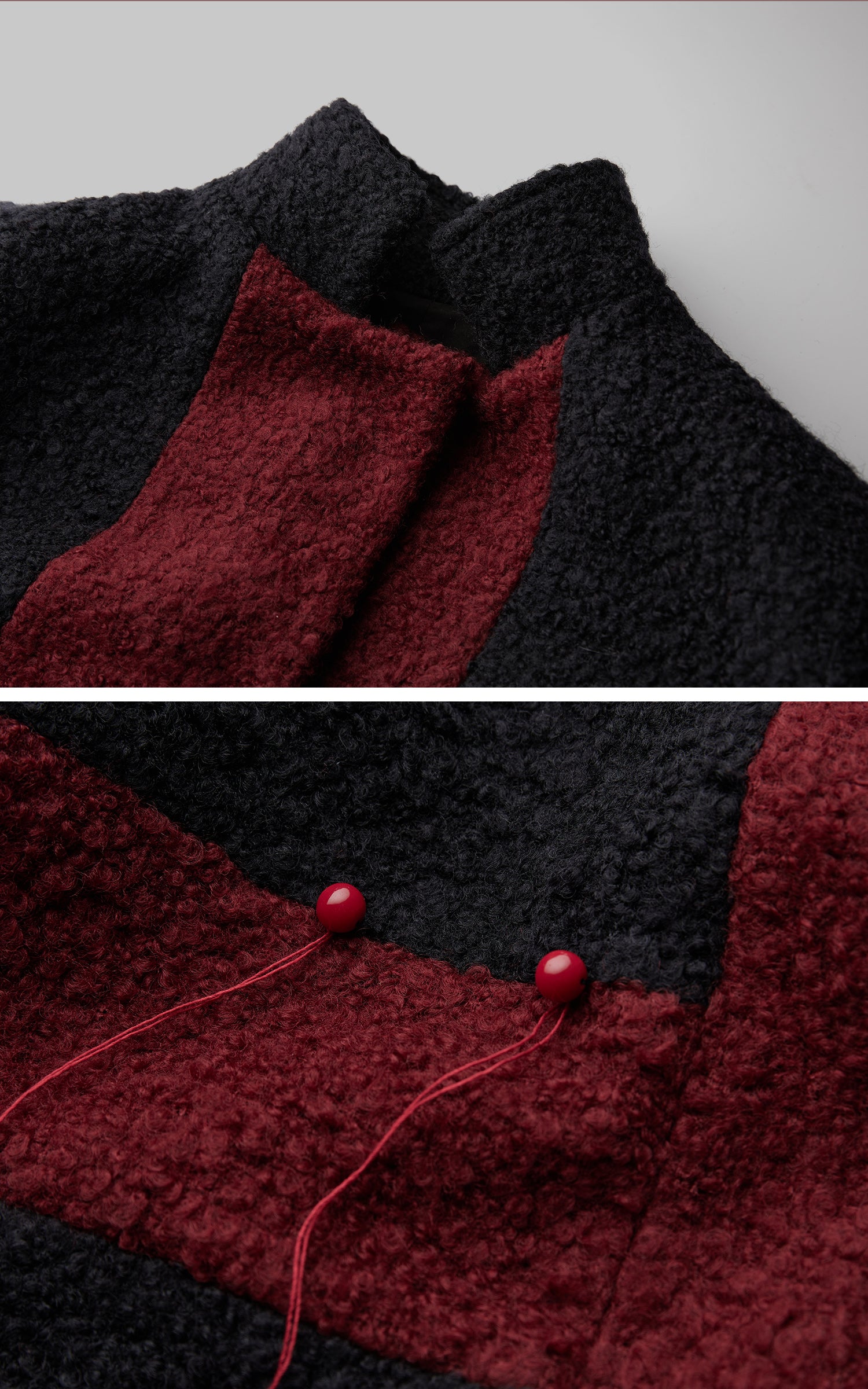 INDULGE Wool-Blend Contrast Panel Long Coat