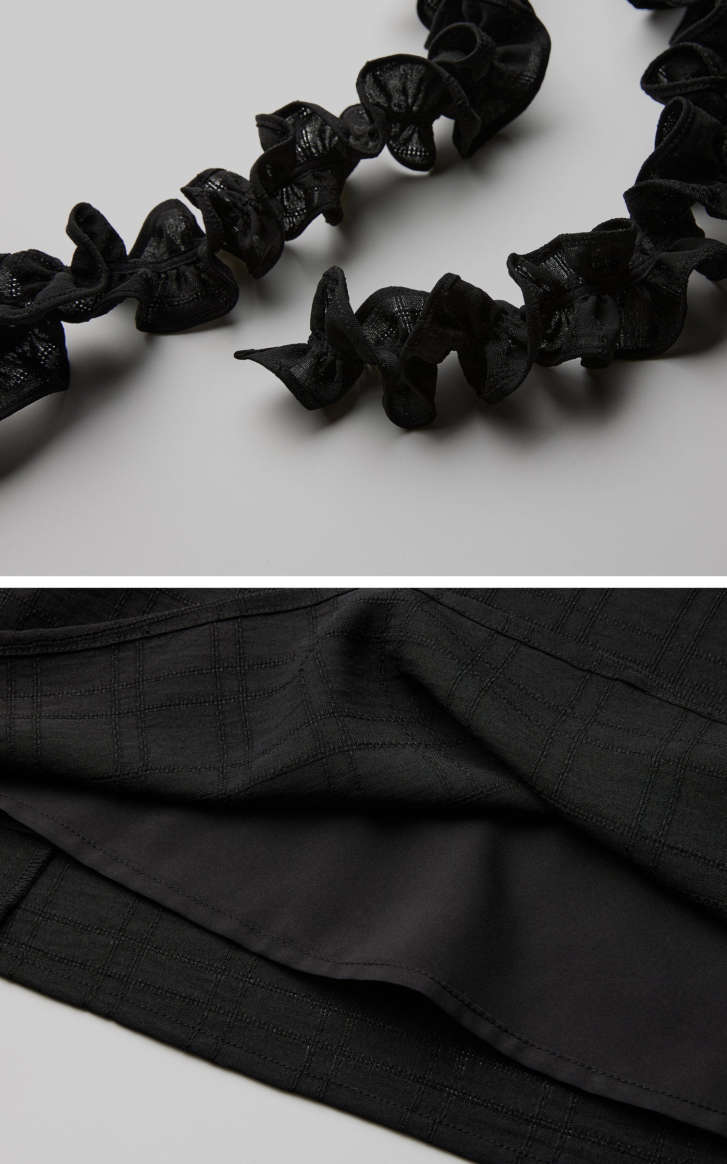 DOINDULGE Ruched Waist Asymmetric Ruffle Plaid Maxi Skirt