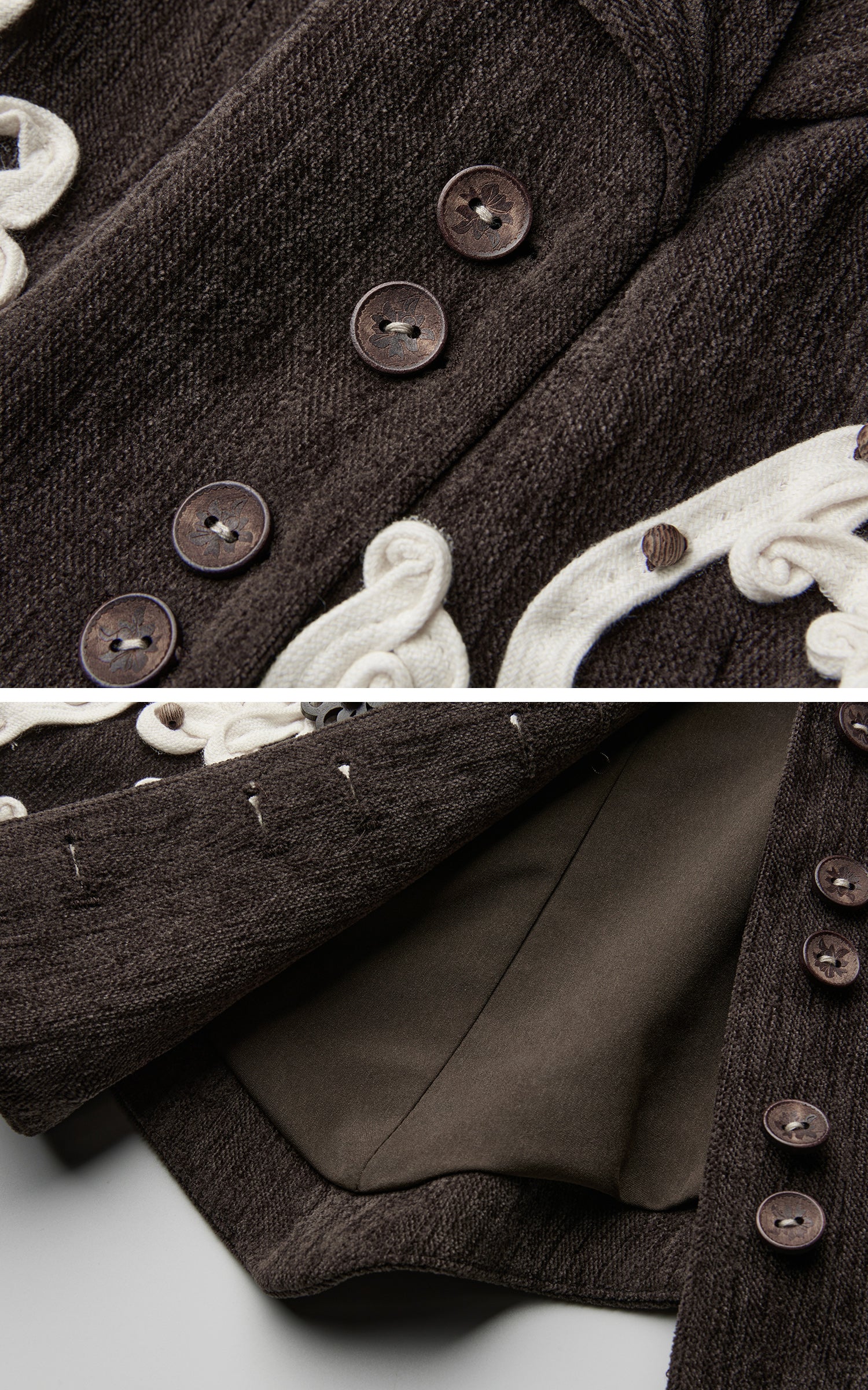 INDULGE Sculpted Collar Embroidered Fitted Jacket