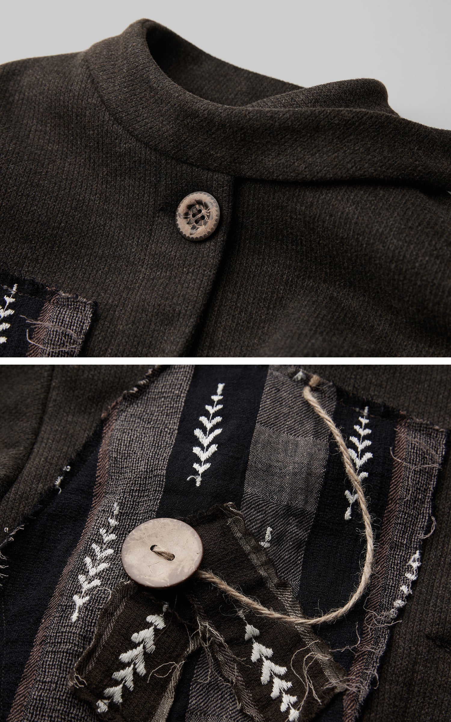 INDULGE Patchwork Embroidered Long Coat