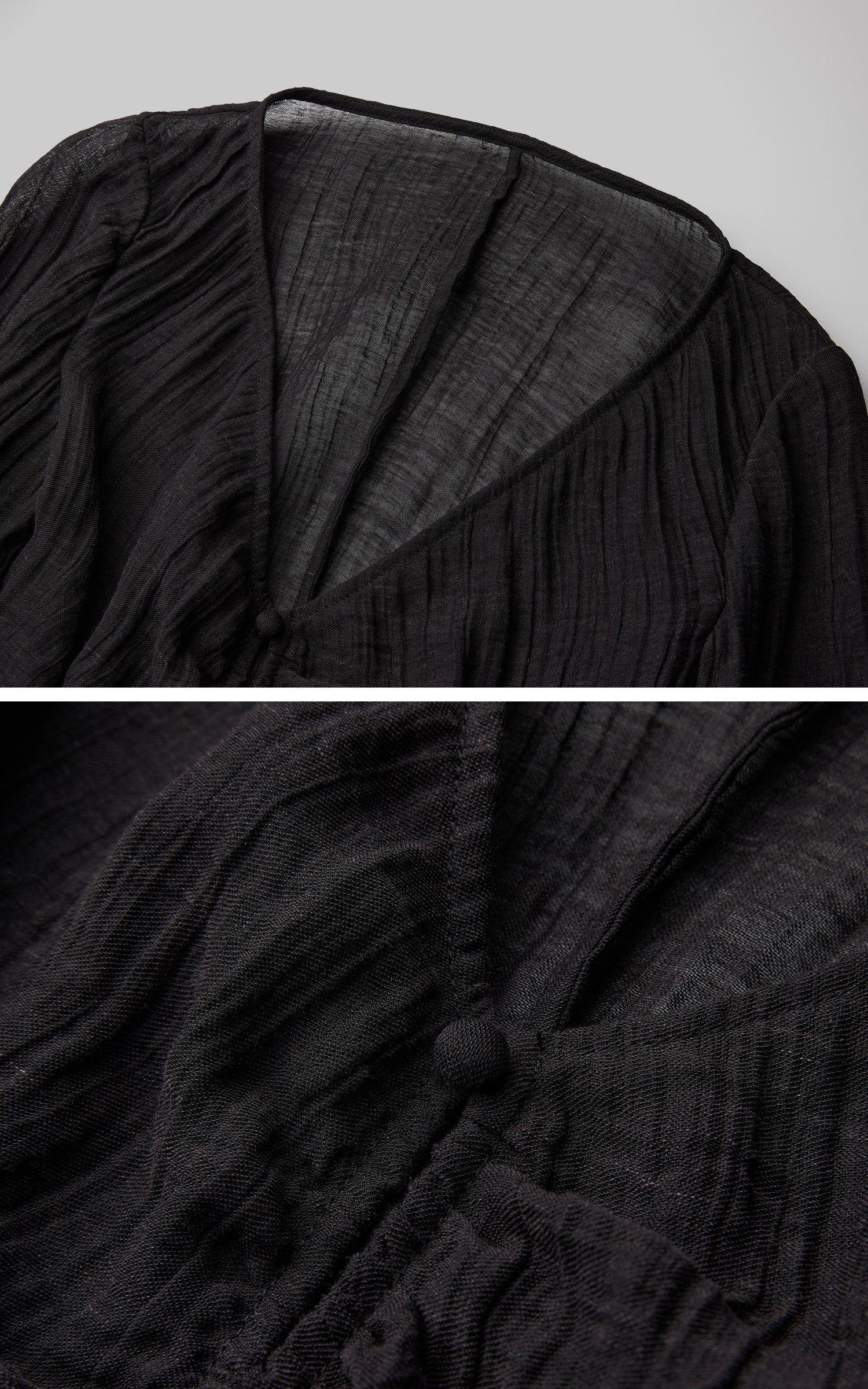 DOINDULGE Sheer Ruched Deep V Asymmetric Chiffon Blouse