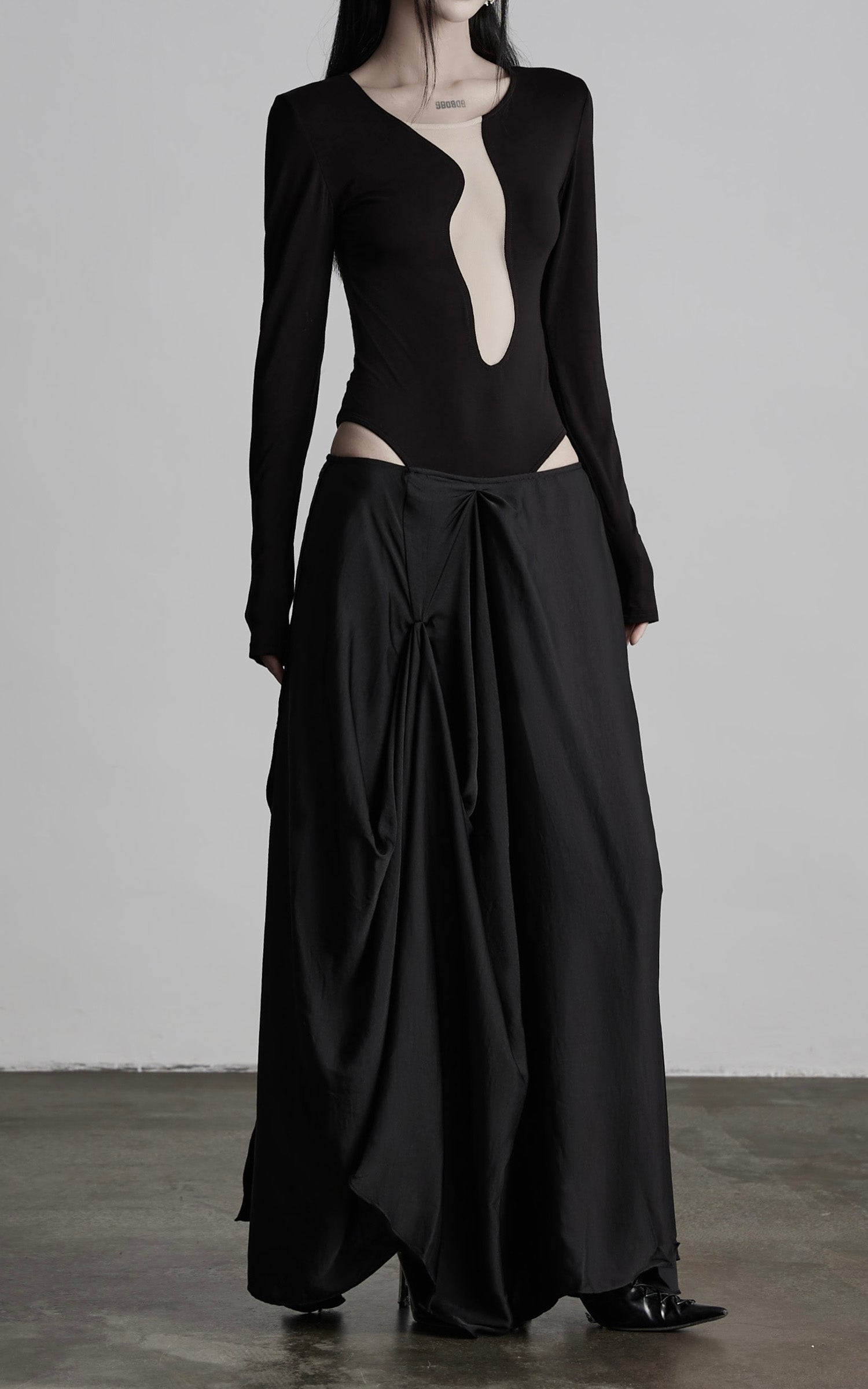 INDULGE Draped Asymmetric Maxi Skirt