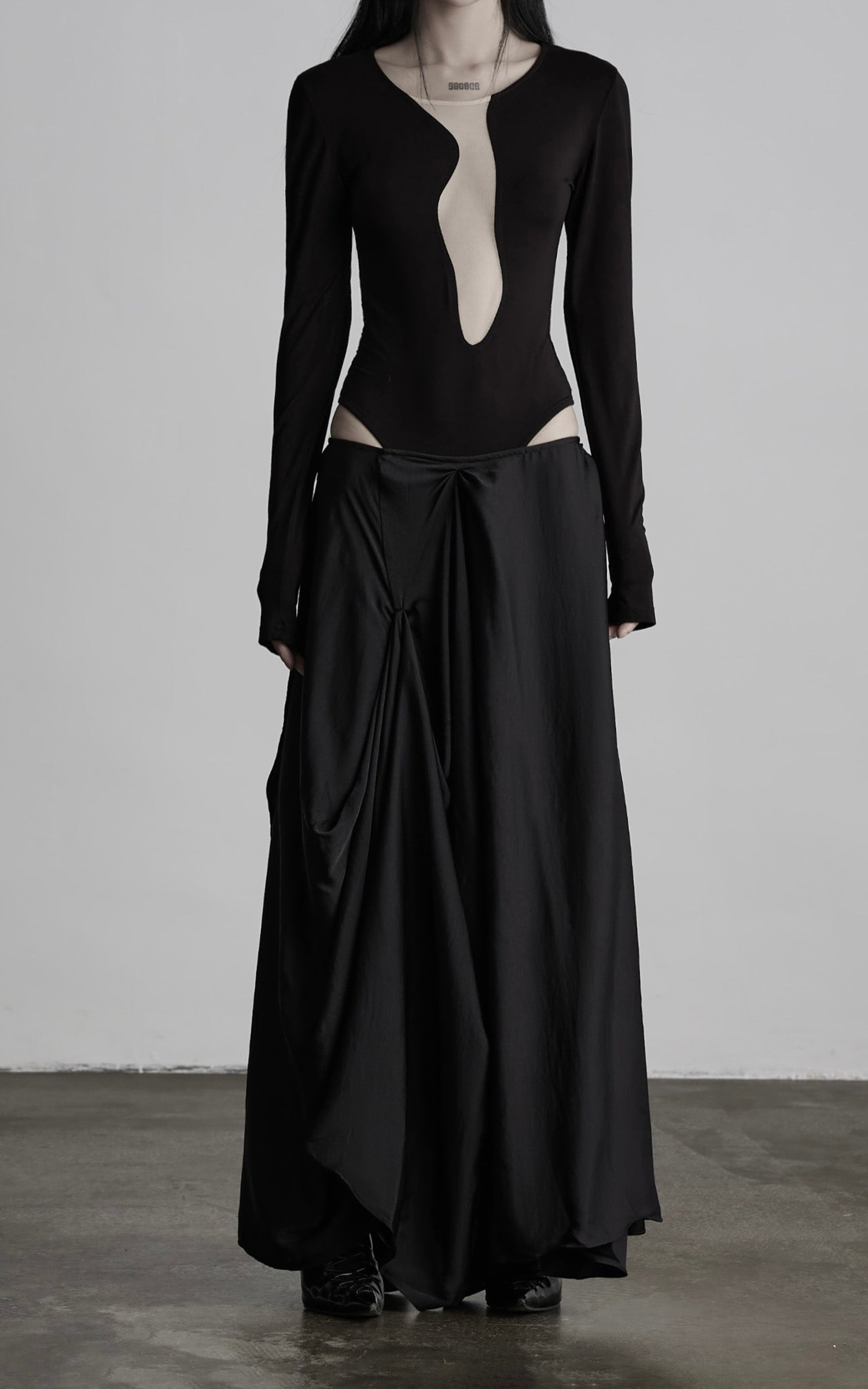 INDULGE Draped Asymmetric Maxi Skirt